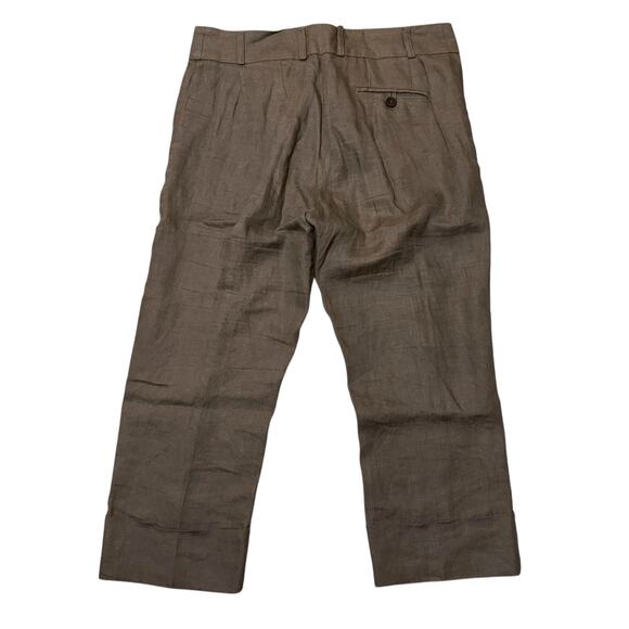 Olivier Strelli Flax Linen Capri Pants Cuffed Taupe Brown EUR 40 / 31" Waist - Picture 8 of 9